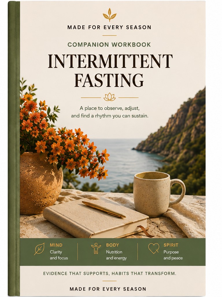 Cover of the Intermittent Fasting companion workbook from Made For Every Season