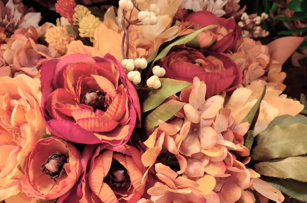 Red, orange and cream florals